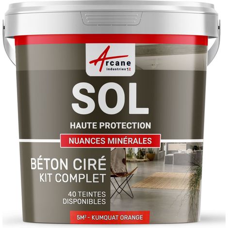 Béton ciré sol en kit, primaire et vernis de finition inclus - 5 m² (en 2 couches) Kumquat Orange - ARCANE INDUSTRIES