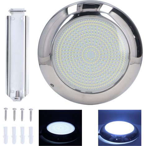 Lampe de piscine LED en acier inoxydable 12 V 35 W, couleur blanche, étanche IP68, avec 468 puces LED et boîtier lisse.-AquaForge