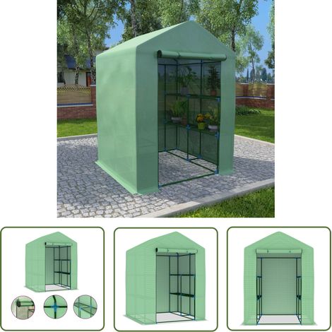The Living Store Serre avec étagères Acier 143x143x195 cm - Serre De Jardin - Serre Pliable - Abri Jardin - Protection Plante - Serrez Jardin (1/5)