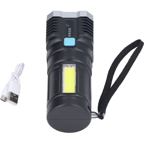 Lampe torche LED à quatre cœurs, rechargeable par USB, multifonctionnelle pour l'extérieur avec indicateur de batterie (1/5)
