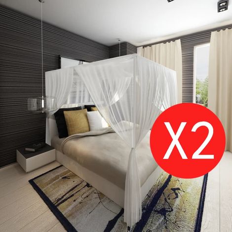Lot de 2 Moustiquaire de lit romantique carré 3 ouvertures - DH52581 (1/5)