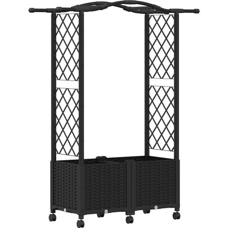 Maison Exclusive - Hochbeet mit Rankgitter und Dach Schwarz 125 x (1/5)