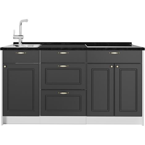 Cucine componibili piccole Fame-Line, Oro-antracite rustico, 150 cm, PL Antracite, Vicco (1/5)