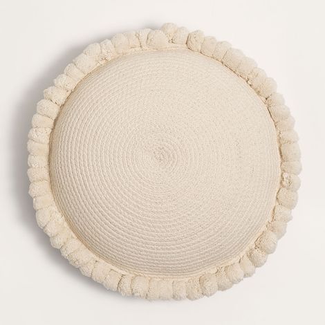 SKLUM Rundes Kissen aus geflochtener Baumwolle Olets Creme-Beige                                  