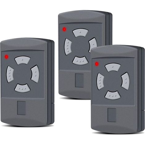 Hörmann Lot de 3 émetteurs manuels de remplacement pour porte de garage Hörmann 40,685 MHz 4 canaux compatibles avec HS2-40, HS4-40, HSE2-40, HSE4-40, HSM2-40, HSM4-40, bouton gris (1/4)