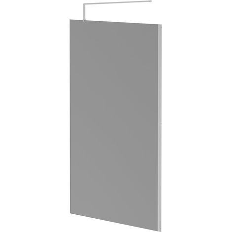 Pacco 8mm Smoked Glass Polished Chrome 1950mm x 1200mm Walk In Shower Screen including Wall Channel and Support Bar (1/5)