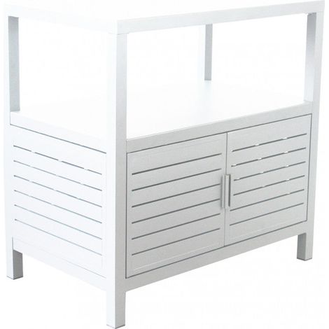 Mobiletto 2 ante scaffaletto da esterno giardino design moderno in alluminio bianco Cameron (1/5)