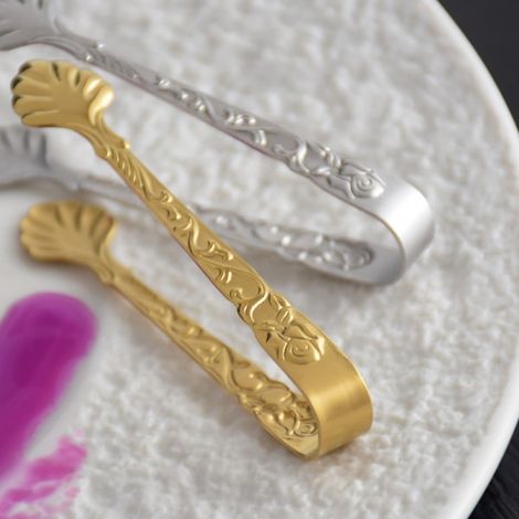 2 Stycken Sockertång Rostfritt Stål Ice Tangs Candy Bar Tång Ice Cube Tång Festdekoration Sliver Sliver (1/4)