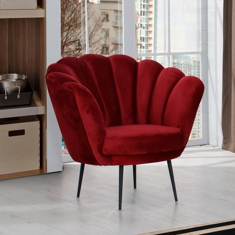 Poltrona a conchiglia Orel in velluto Riviera10 rosso (1/5)