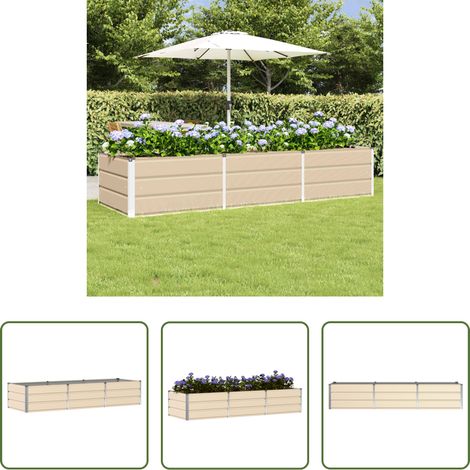 Terrassenpflanzer - Pflanzkübel Elfenbein 240 x 80 x 45 cm Stahl (1/5)
