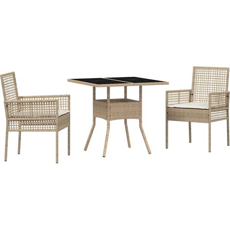 Maison Exclusive - Set da Pranzo per Giardino 3 pz Beige polyrattan (1/5)