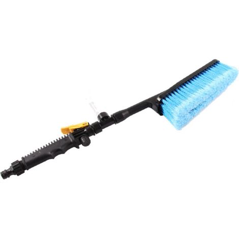 Brosse de lavage pour voiture — Équipée d'une tête détachable et d'un réservoir de liquide intégré, dotée de poils doux, d'un manche extensible et d'une fonction de pulvérisation d'eau. (1/5)
