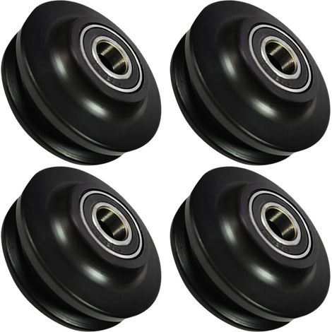 4 Pièces Lot de Galets pour Porte Coulissante à Rail U Roulettes Résistantes avec Roulement à Billes pour Porte de Grange Guide de Rail Installation DIY Facile Sécurité (1/5)