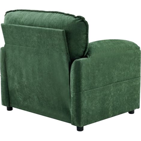 Divano singolo retrò verde in ciniglia con doppie tasche laterali 96 x 90 x 92 cm (1/5)