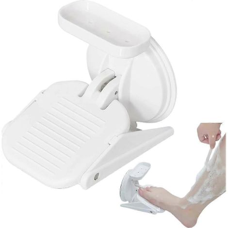 Repose-pieds de douche pour se raser les jambes, marchepied de douche pliable avec ventouse puissante, tabouret de douche réutilisable avec petit rangement (1/5)