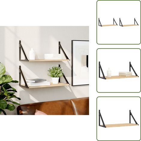 Wandregale 2 Stk. Sonoma-Eiche 60x25x25,5 cm Holzwerkstoff - Wandregal - Holzregal - Regalböden - Wohnraumdeko - Möbel Online Kaufen (1/5)