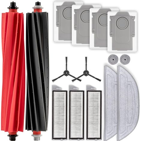 (15 Pièces) S8 MaxV Ultra accessoires compatible avec Roborock S8 MaxV Ultra/ S8 Max Ultra, 2 brosses, 2 brosses latérales, 3 filtres HEPA, 4 sacs à poussière, 2 grands + 2 petits tampons à vadrouille (1/5)