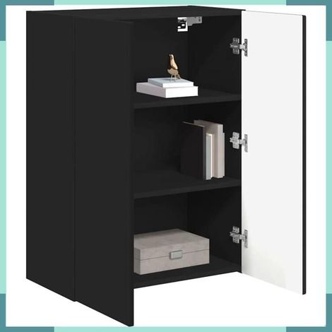 892360 Meuble TV mural Noir 59,5 x 31 x 80 cm Bois d'ingénierie (1/5)