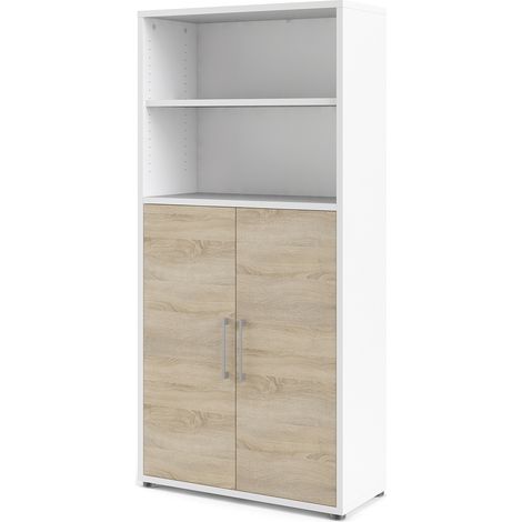 Prisme Aktenschrank 2 Fächer und 2 Türen weiss, Eiche Dekor (1/2)