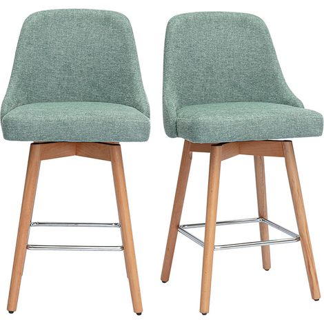 Sgabelli da bar scandinavi girevoli a 360° in tessuto effetto velluto cedro e legno massello di faggio H65 cm (set di 2) HASTA (1/5)