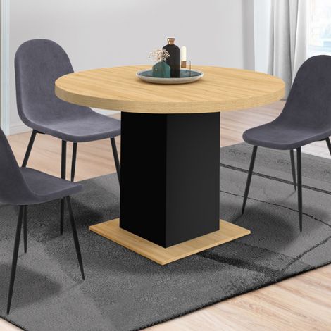 EDEN mesa de comedor redonda 6 personas madera y negro 120 cm