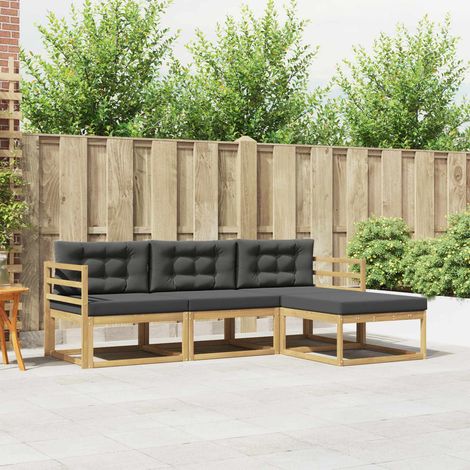 vidaXL Outdoor-Sofagarnitur 4 pcs Weiß und Anthrazit Polyester (1/5)
