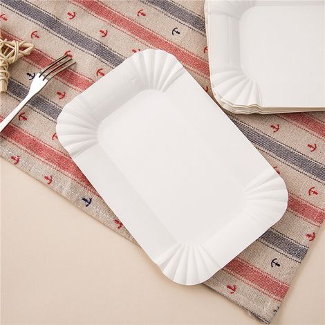 Plateaux en carton blanc (16 x 10,5 cm) - Lot de 200 - Plateaux de présentation pour pâtisseries, amuse-bouches et buffets (1/5)
