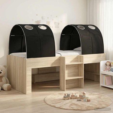 Cama con Túnel 3 uds. Roble Sonoma y Negro Madera de ingeniería (1/5)