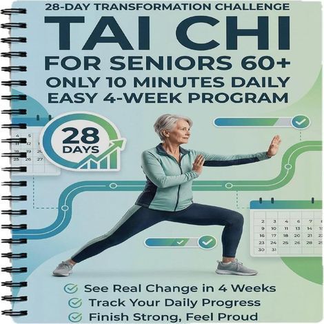 Tai Chi för seniorer över 60, steg-för-steg-guide för smärtlindring, 28-dagarsutmaning för hemmaträning viktminskning, förenklade originalrörelser