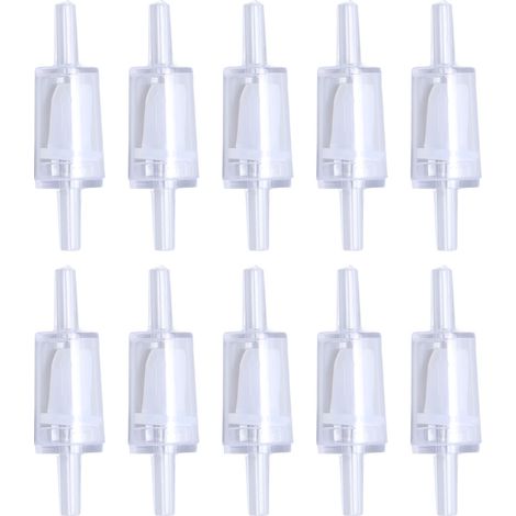 Lot de 10 clapets anti-retour 4 mm en PP pour pompe à air d'aquarium, fermeture unidirectionnelle, blanc.