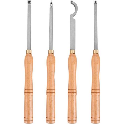 Outils de tournage en carbure - Lot de 4 pièces - Bois de hêtre - Acier à haute teneur en carbone (1/5)