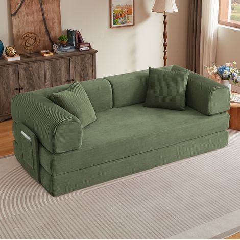 Divano letto pieghevole in schiuma 204 x 97 x 65 cm verde OKMYHOME (1/5)