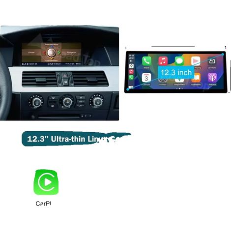 Carplay, Écran Haute Définition, Intégration Smartphone, compatible avec BMW Série 3/5 E90/E91/E92/E93 E60 E61 E62, E60 CCC 12.3, Aucun-a (1/2)