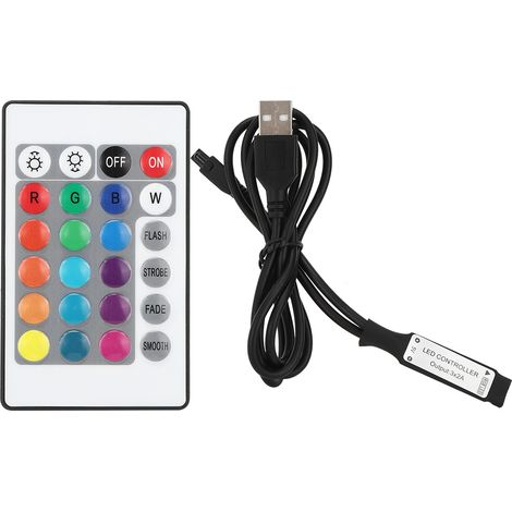 1 Contrôleur RGB 24 touches, télécommande IR 5V USB, modes couleurs multiples pour maison fête (1/5)