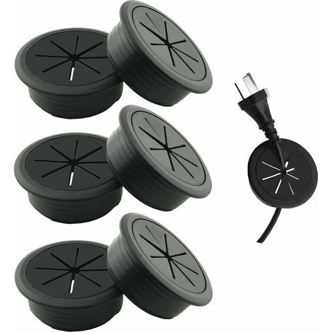 Lot de 6 passe-câbles flexibles en plastique de 60 mm de diamètre - Noir Lefou (1/5)