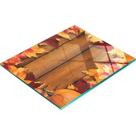 Tablero decorativo multifuncional de vidrio templado con hojas de madera, 60x52 cm.