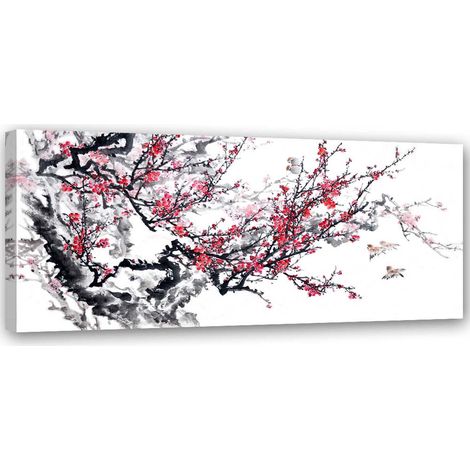 Stampa su tela, Fiori di ciliegio giapponesi - 120x40 (1/4)