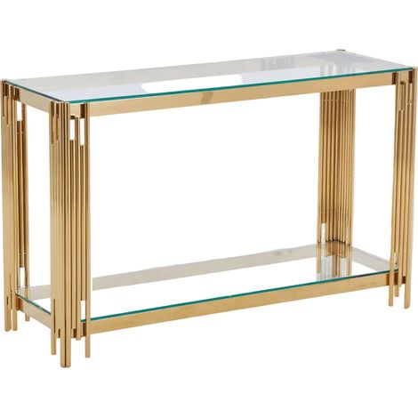 Console gold verre trempé transparent 120x40x78 cm FLUTE (1/4)