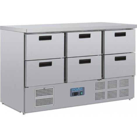 Table inox réfrigérée positive 6 tiroirs GN 1/1, 235 W, 220 V - MONO