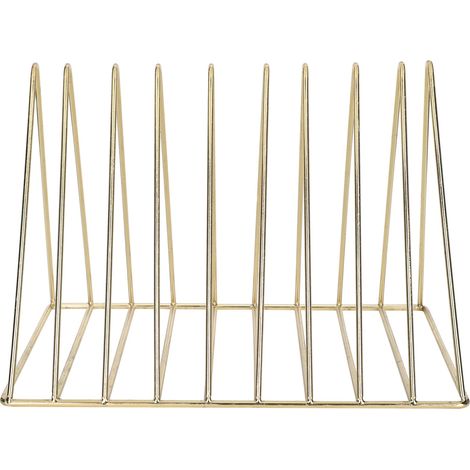 Étagère géométrique en fer forgé doré, porte-livres décoratif pour bureau ou salle d'étude
