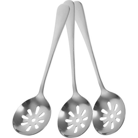 3-teiliges Haushaltsbesteck, geschlitzte Servierlöffel für den täglichen Gebrauch, tragbares Servierbesteck-19.70X5.00X1.00CM-Silver (1/5)