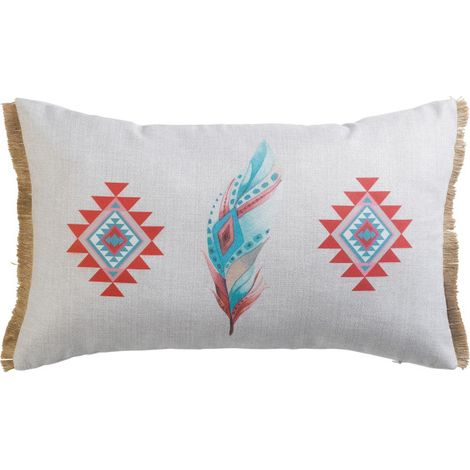 Coussin à Franges "Ayanna" 30x50cm Gris Clair (1/2)