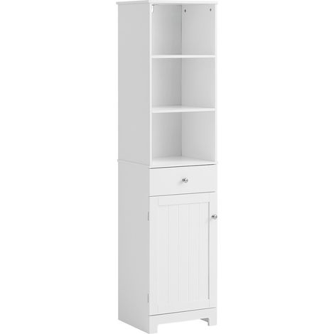 SoBuy Mobile Alto Colonna Bagno salvasapzio con cassetto e armadietto L40P35A161cm Bianco BZR17-W (1/5)