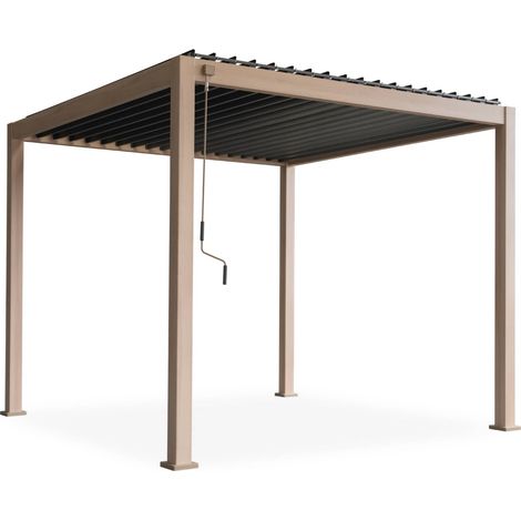 Pergola bioclimatique aluminium coloris bois Triomphe 3x3 m lames orientables