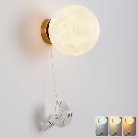 Applique murale avec ampoule, Lampe de chevet LED, Applique murale Astronaute Lune, Veilleuse créative, 3 températures de couleur, Cadeaux de Noël (1/5)