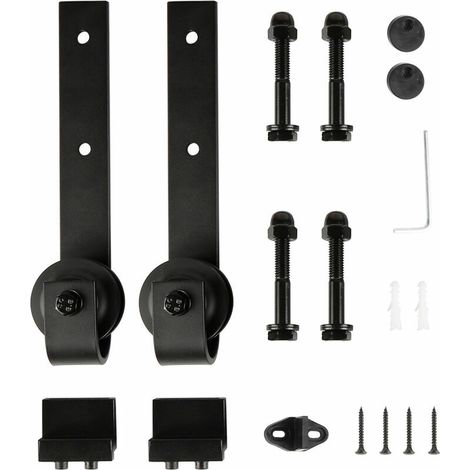 [NUNCA USADO] Rodillo para puerta corrediza, accesorios para puertas corredizas, negro (solo kit de rodillos) - INHHUB