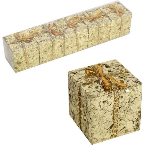Ciondoli dorati a forma di regalo - Set di 5 pezzi per decorazioni natalizie (1/4)