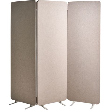 Paravent Séparateur Isolation Acoustique Pliable à 3 Panneaux 184 x 184 cm en Polyester et Acier Beige Standi