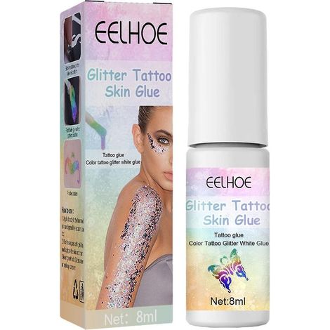 EELHOE 8ML Colle à Tatouage Éclat, Poudre de Paillettes pour Peau, Maquillage des Yeux et Peinture Corporelle (1/5)