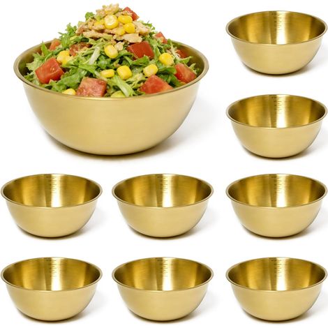 8 Pièces Doré Bol Inox 19 x 8 cm, avec 1.2L Échelle, pour Salades (1/5)